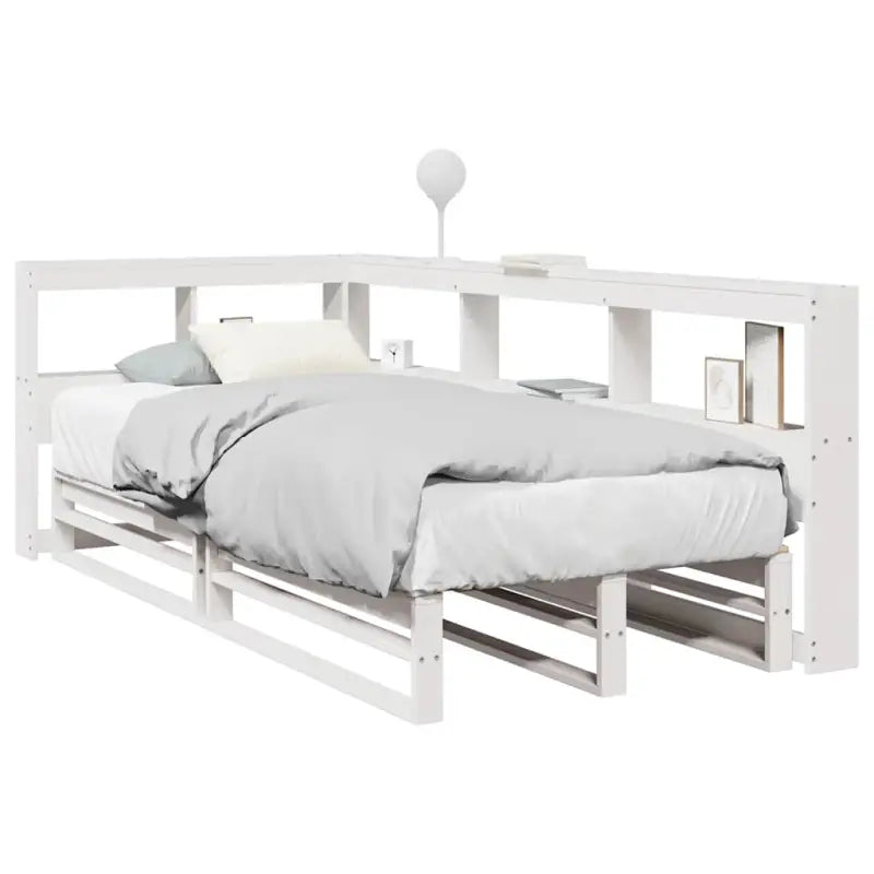 Boekenkastbed van massief grenenhout met ideale totale afmetingen - Wit / 90 x 200 cm - Bedden & bedframes