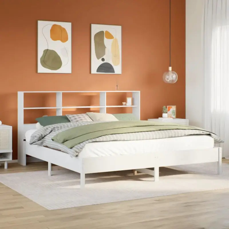 Boekenkastbed van massief grenenhout met ideale totale afmetingen - Wit / 200 x 200 cm - Bedden & bedframes