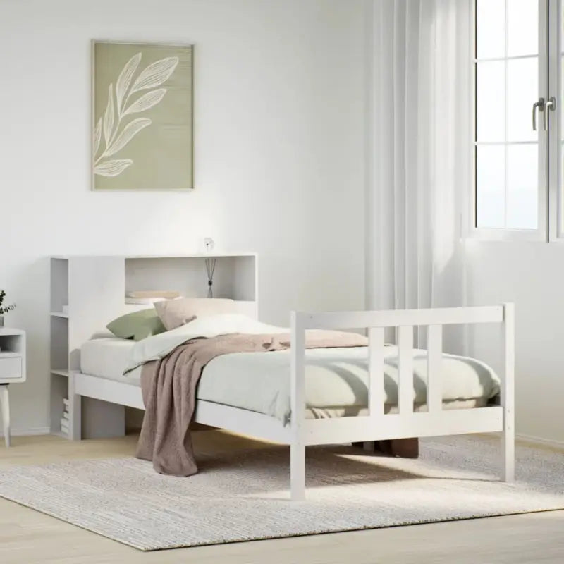 Boekenkastbed van massief grenenhout met ideale totale afmetingen - Wit / 90 x 200 cm - Bedden & bedframes