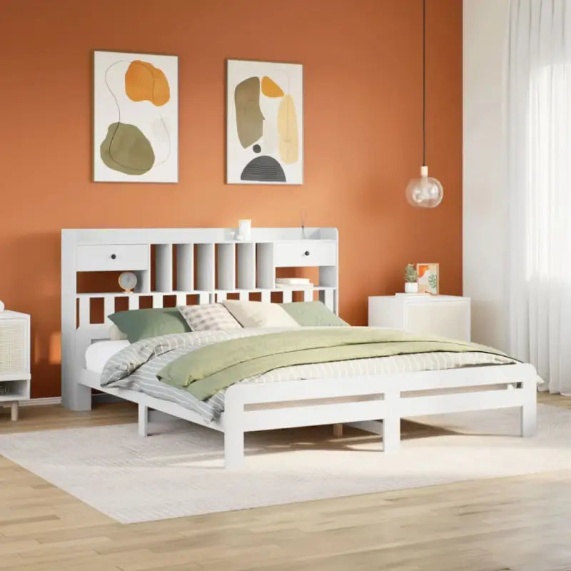 Boekenkastbed van massief grenenhout met ideale totale afmetingen - Wit / 200 x 200 cm - Bedden & bedframes