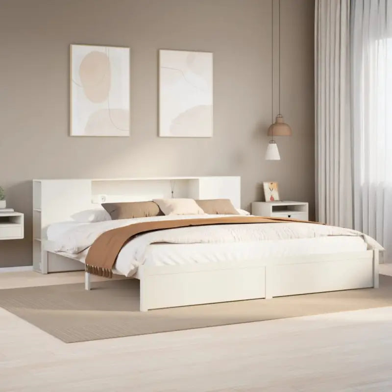 Boekenkastbed van massief grenenhout met ideale totale afmetingen - Wit / 200 x 200 cm - Bedden & bedframes