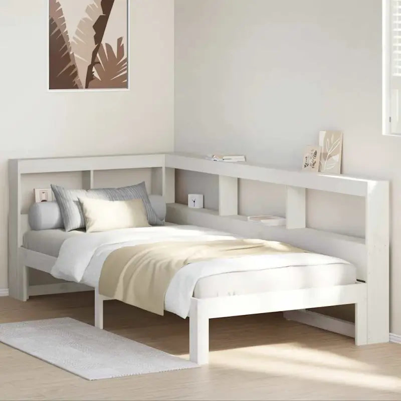 Boekenkastbed van massief grenenhout met ideale totale afmetingen - Wit / 90 x 200 cm - Bedden & bedframes