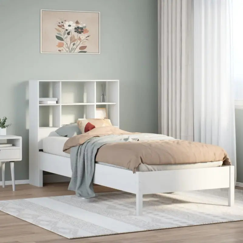 Boekenkastbed van massief grenenhout met ideale totale afmetingen - Wit / 90 x 190 cm - Bedden & bedframes