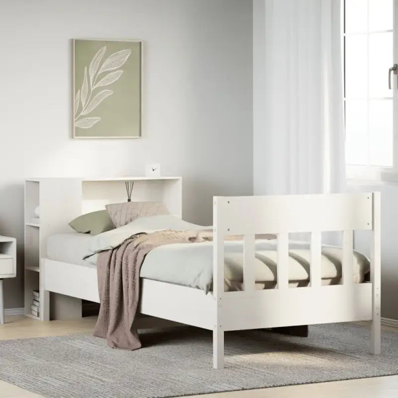 Boekenkastbed van massief grenenhout met ideale totale afmetingen - Wit / 90 x 200 cm - Bedden & bedframes