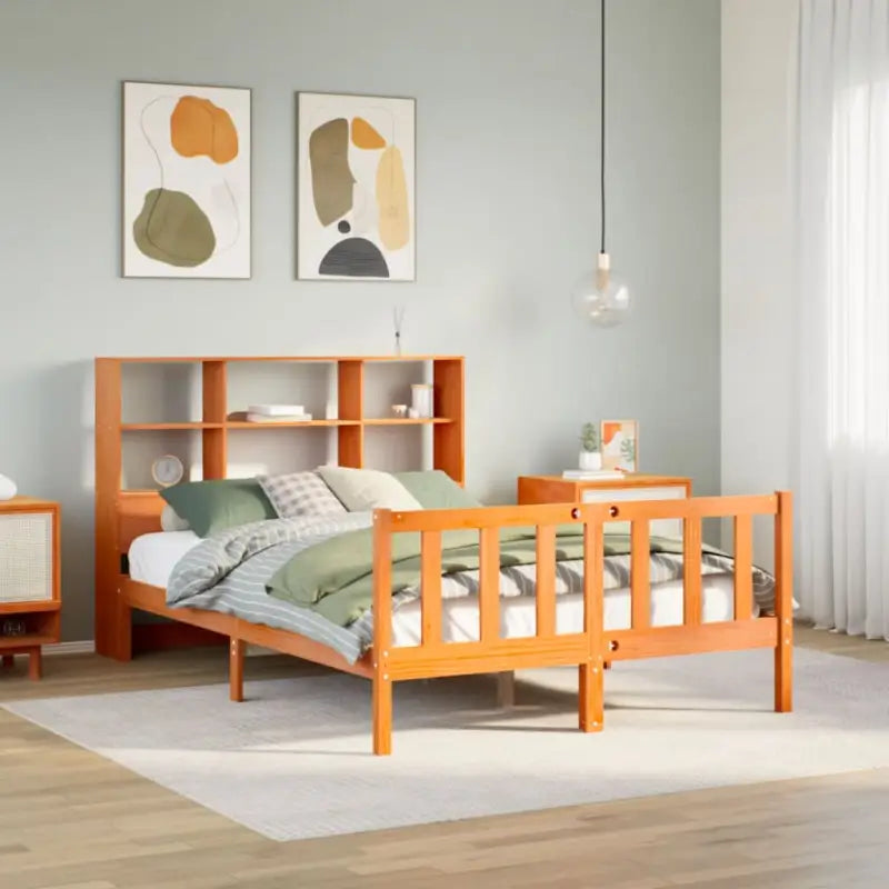 Boekenkastbed van massief grenenhout met optimale totale afmetingen - Wasbruin / 120 x 190 cm - Bedden & bedframes