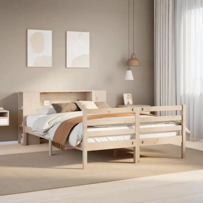 Boekenkastbed van massief grenenhout met optimale totale afmetingen - Naturel / 120 x 200 cm - Bedden & bedframes
