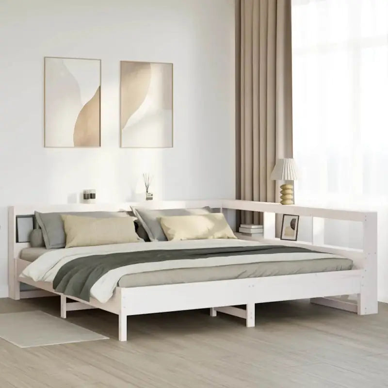 Boekenkastbed van massief grenenhout met optimale totale afmetingen - Wit / 180 x 200 cm - Bedden & bedframes