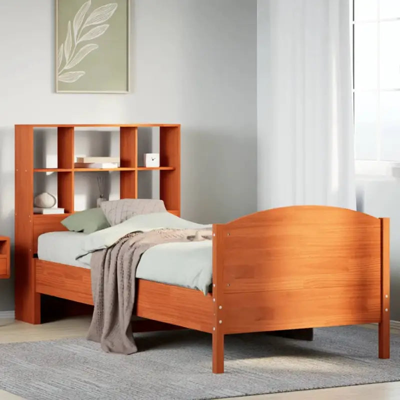 Boekenkastbed van massief grenenhout met optimale totale afmetingen - Wasbruin / 75 x 190 cm - Bedden & bedframes