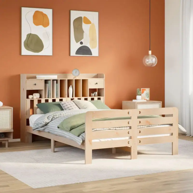 Boekenkastbed van massief grenenhout met optimale totale afmetingen - Naturel / 150 x 200 cm - Bedden & bedframes