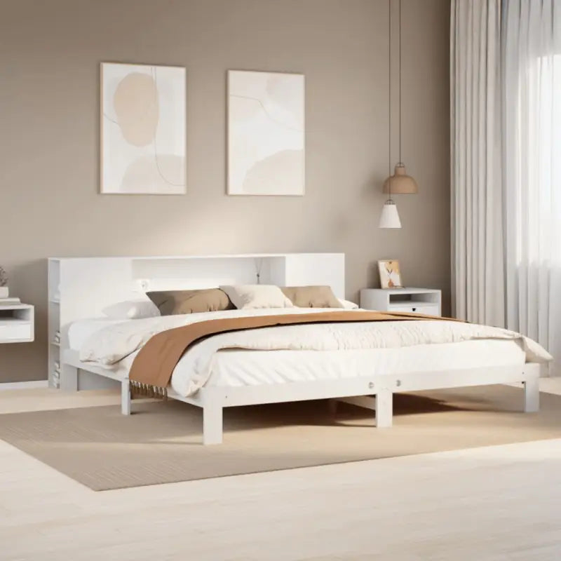 Boekenkastbed van massief grenenhout met optimale totale afmetingen - Wit / 180 x 200cm - Bedden & bedframes