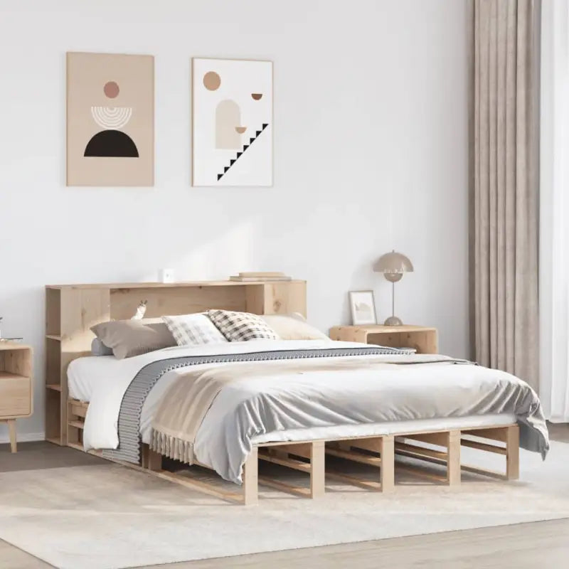 Boekenkastbed van massief grenenhout met optimale totale afmetingen - Bruin / 140 x 200 cm - Bedden & bedframes