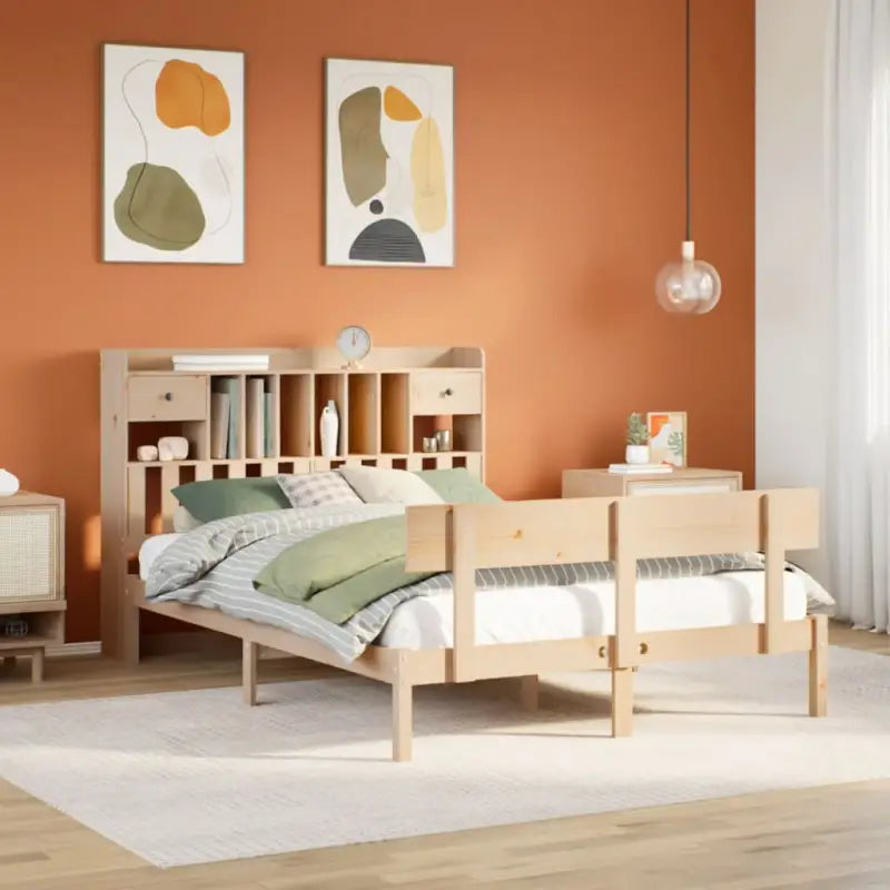 Boekenkastbed van massief grenenhout met optimale totale afmetingen - Naturel / 150 x 200 cm - Bedden & bedframes