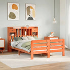 Boekenkastbed van massief grenenhout met optimale totale afmetingen - Wasbruin / 140 x 190 cm - Bedden & bedframes