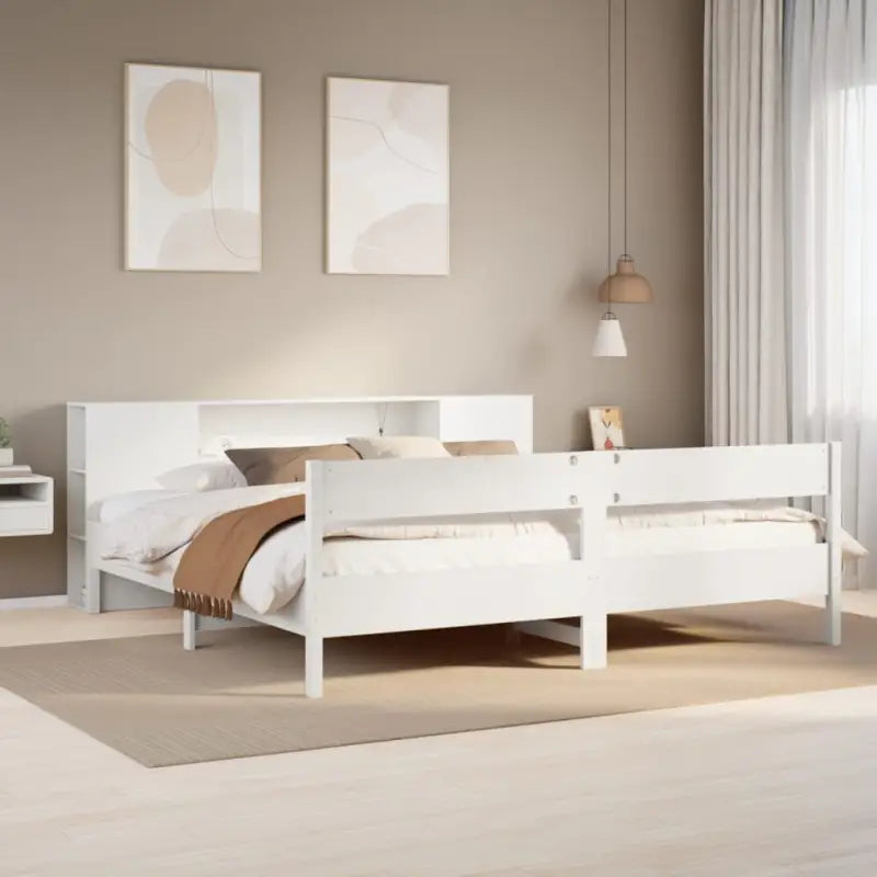 Boekenkastbed van massief grenenhout met optimale totale afmetingen - Wit / 180 x 200 cm - Bedden & bedframes