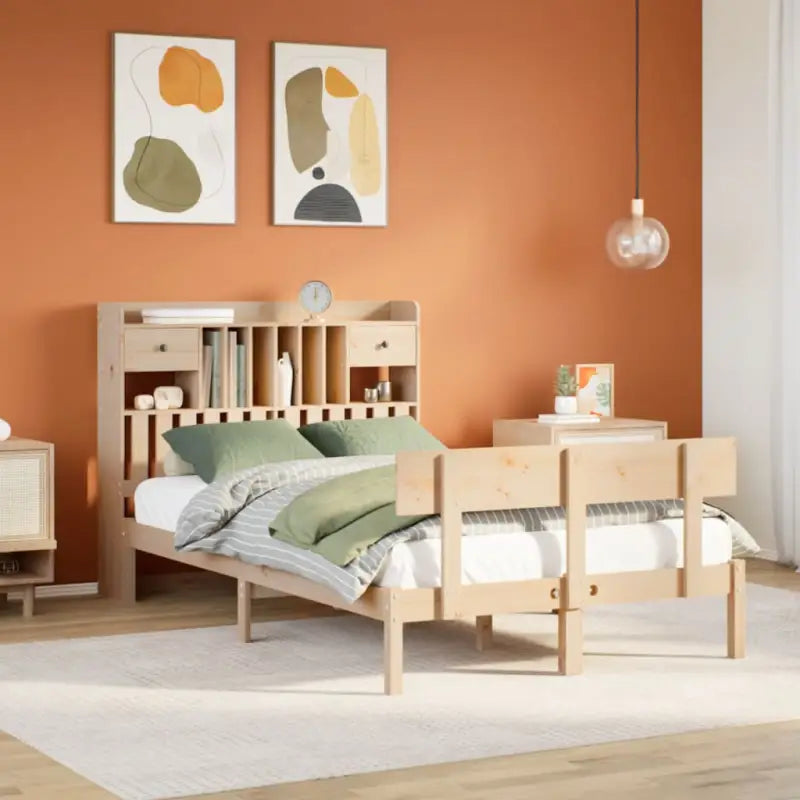 Boekenkastbed van massief grenenhout met optimale totale afmetingen - Naturel / 120 x 190 cm - Bedden & bedframes
