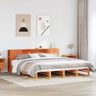 Boekenkastbed van massief grenenhout met optimale totale afmetingen - Wasbruin / 200 x 200 cm - Bedden & bedframes