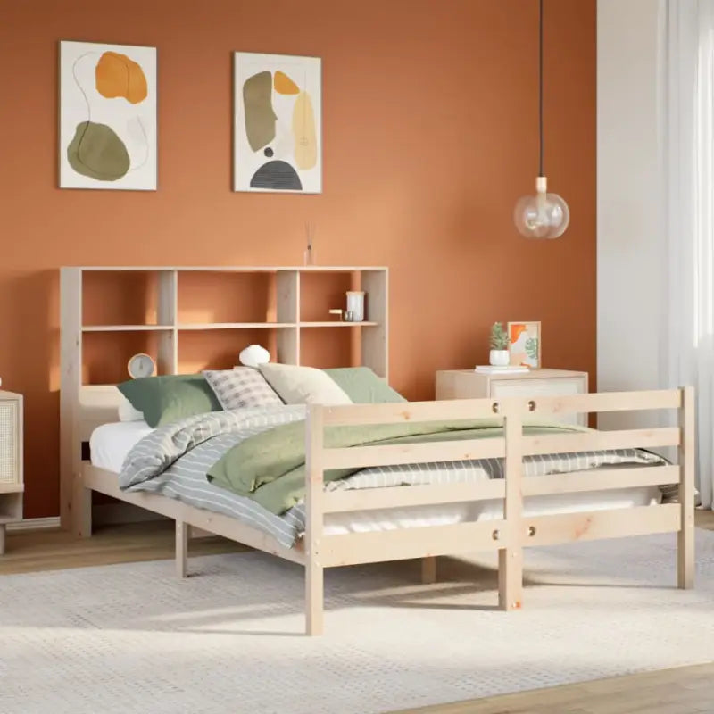 Boekenkastbed van massief grenenhout met optimale totale afmetingen - Naturel / 140 x 200 cm - Bedden & bedframes