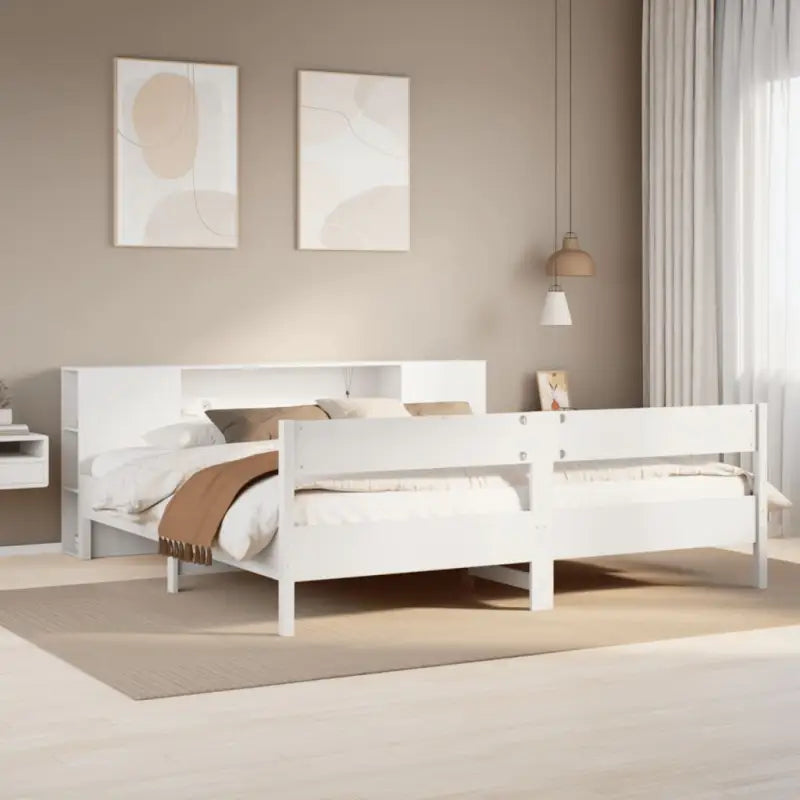 Boekenkastbed van massief grenenhout met optimale totale afmetingen - Wit / 200 x 200 cm - Bedden & bedframes