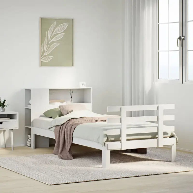 Boekenkastbed van massief grenenhout met optimale totale afmetingen - Wit / 100 x 200 cm - Bedden & bedframes