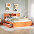Boekenkastbed van massief grenenhout met optimale totale afmetingen - Wasbruin / 180 x 200 cm - Bedden & bedframes