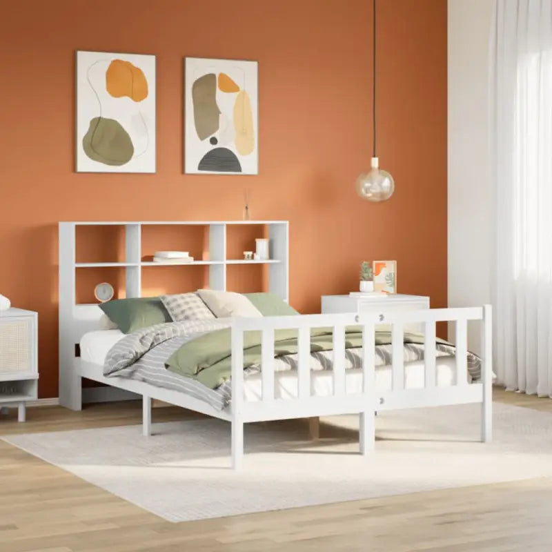 Boekenkastbed van massief grenenhout met optimale totale afmetingen - Wit / 160 x 200 cm - Bedden & bedframes