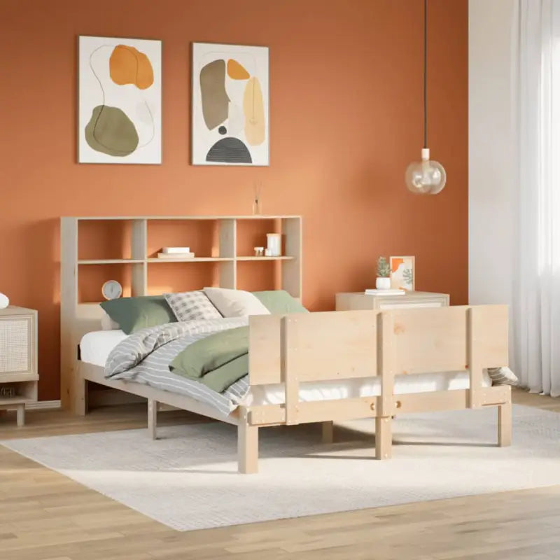 Boekenkastbed van massief grenenhout met optimale totale afmetingen - Naturel / 140 x 190 cm - Bedden & bedframes