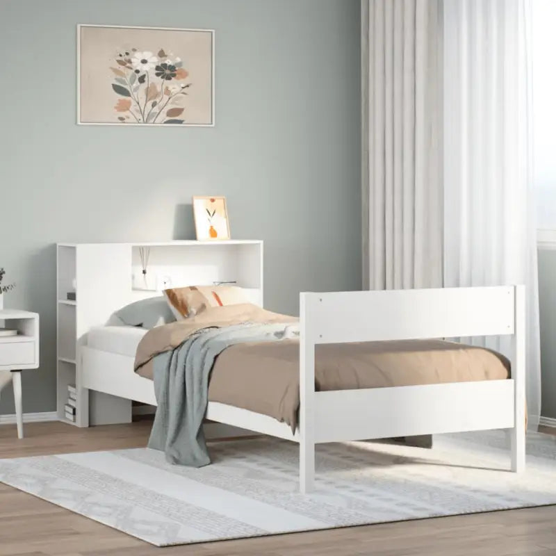 Boekenkastbed van massief grenenhout met optimale totale afmetingen - Wit / 100 x 200 cm - Bedden & bedframes