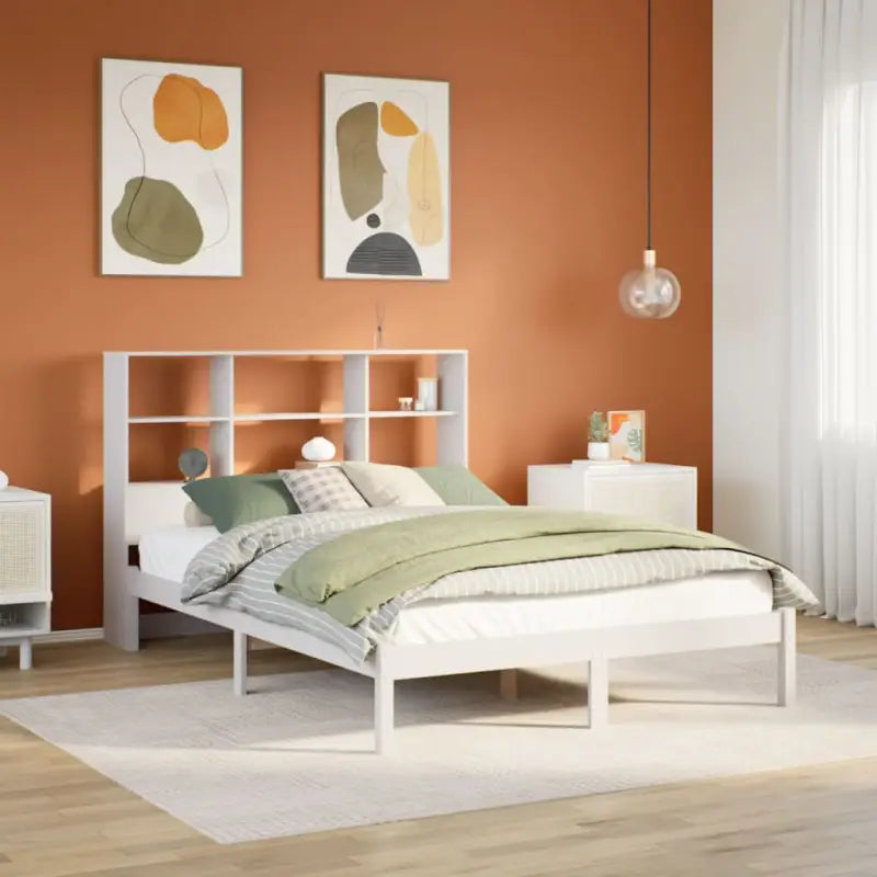 Boekenkastbed van massief grenenhout met optimale totale afmetingen - Wit / 160 x 200 cm - Bedden & bedframes