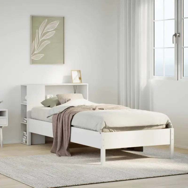 Boekenkastbed van massief grenenhout met optimale totale afmetingen - Wit / 100 x 200 cm - Bedden & bedframes