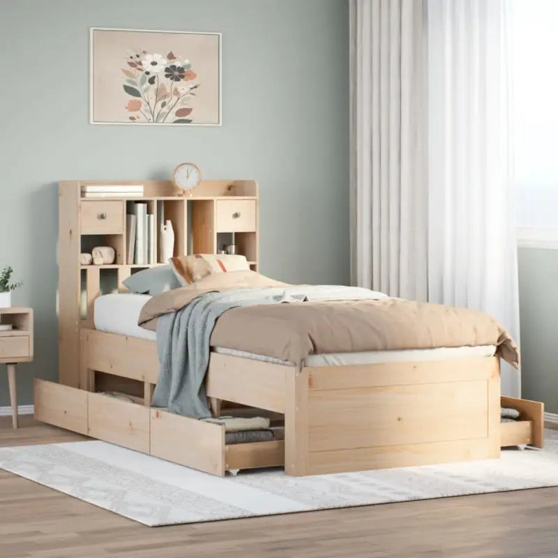 Boekenkastbed van massief grenenhout met optimale totale afmetingen - Bedden & bedframes