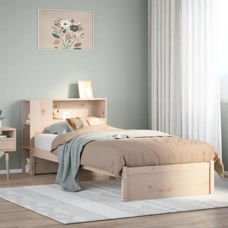 Boekenkastbed van massief grenenhout met optimale totale afmetingen - Naturel / 90 x 200 cm - Bedden & bedframes