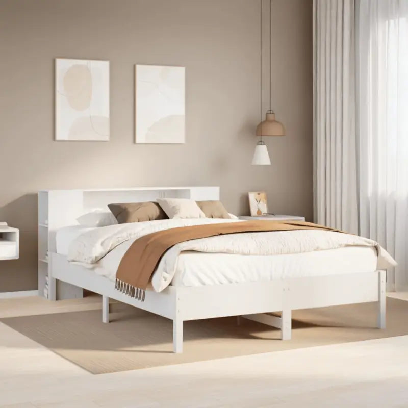 Boekenkastbed van massief grenenhout met optimale totale afmetingen - Wit / 120 x 200cm - Bedden & bedframes