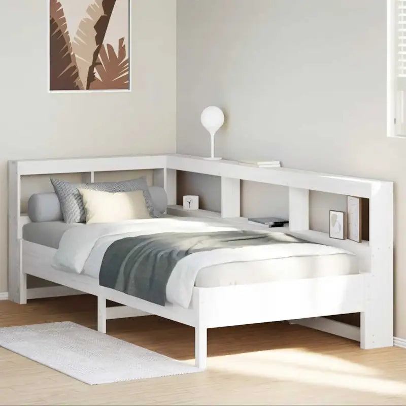 Boekenkastbed van massief grenenhout met optimale totale afmetingen - Wit / 90 x 200 cm - Bedden & bedframes