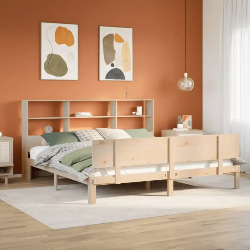 Boekenkastbed van massief grenenhout met optimale totale afmetingen - Naturel / 200 x 200 cm - Bedden & bedframes