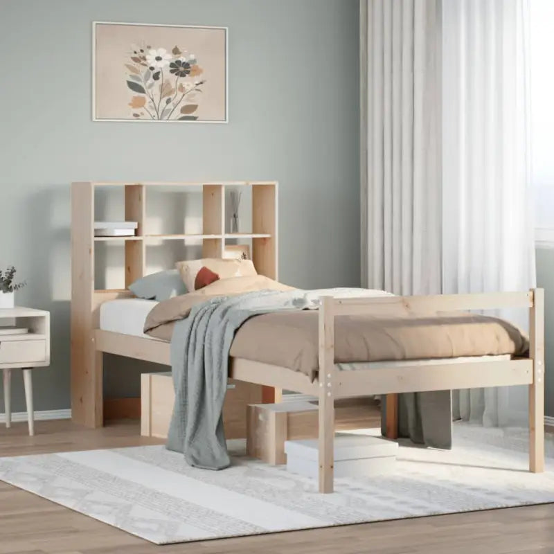Boekenkastbed van massief grenenhout met optimale totale afmetingen - Naturel / 100 x 200 cm - Bedden & bedframes