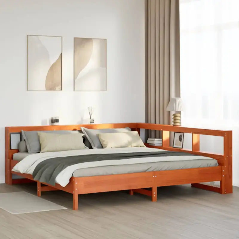Boekenkastbed van massief grenenhout met optimale totale afmetingen - Wasbruin / 180 x 200 cm - Bedden & bedframes