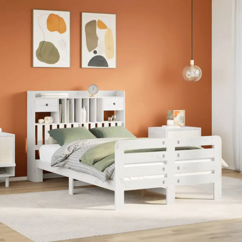 Boekenkastbed van massief grenenhout met optimale totale afmetingen - Wit / 135 x 190 cm - Bedden & bedframes