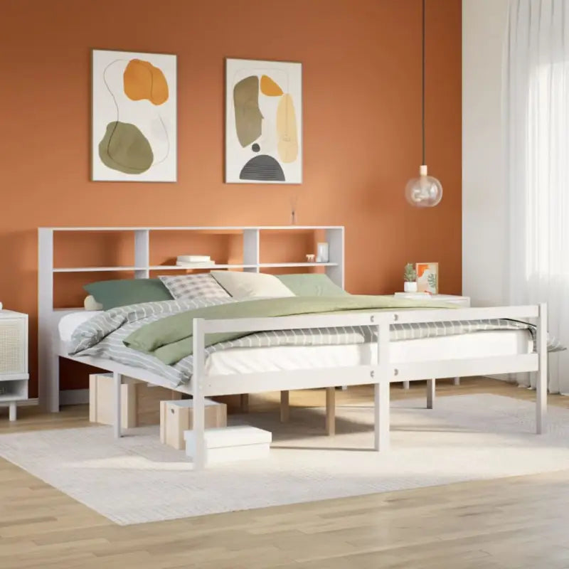 Boekenkastbed van massief grenenhout met optimale totale afmetingen - Wit / 180 x 200 cm - Bedden & bedframes