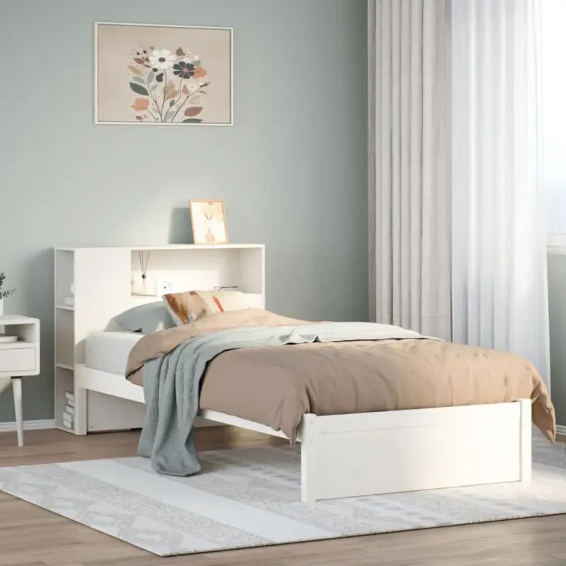 Boekenkastbed van massief grenenhout met optimale totale afmetingen - Wit / 100 x 200 cm - Bedden & bedframes