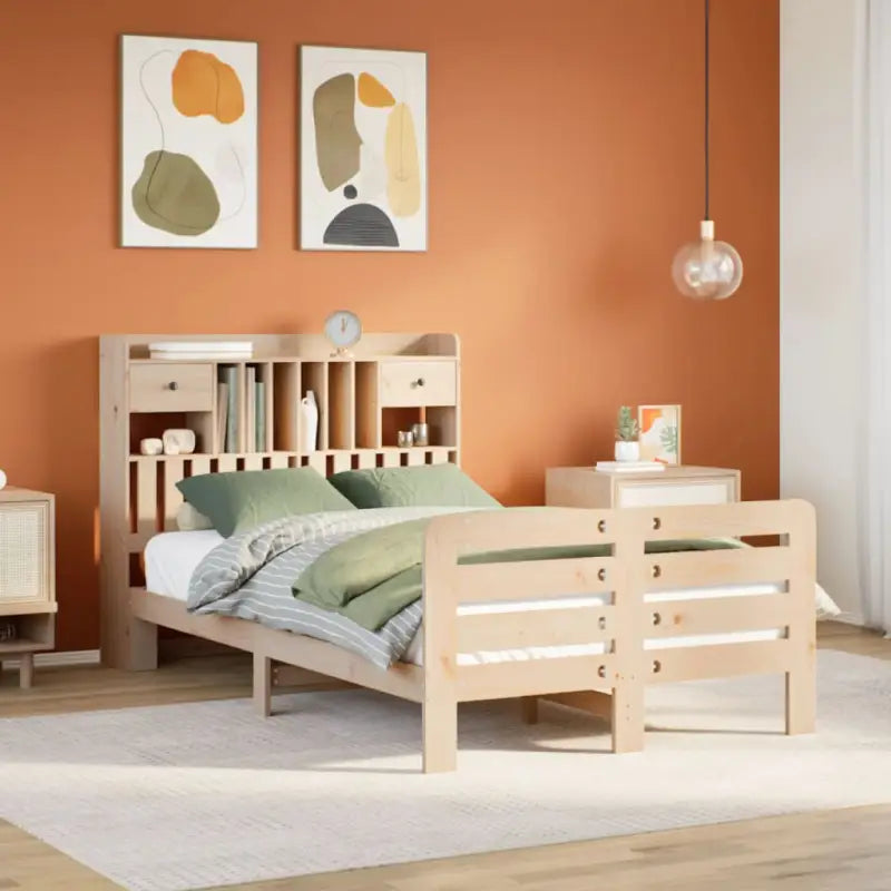 Boekenkastbed van massief grenenhout met optimale totale afmetingen - Naturel / 135 x 190 cm - Bedden & bedframes