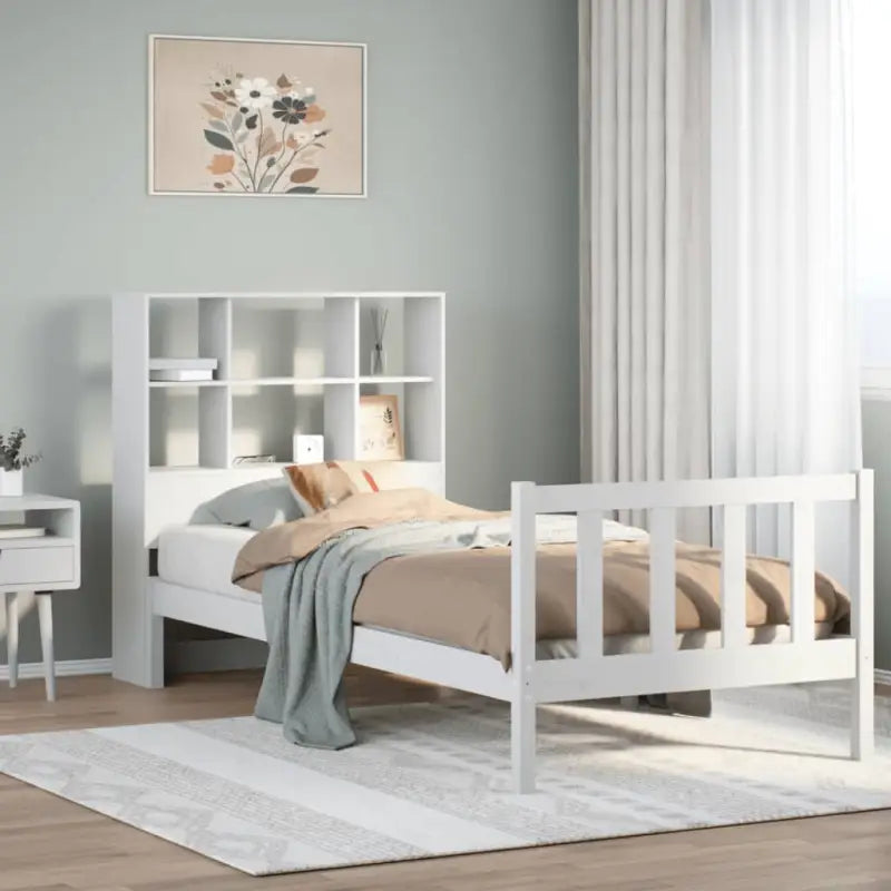Boekenkastbed van massief grenenhout met optimale totale afmetingen - Wit / 90 x 200 cm - Bedden & bedframes
