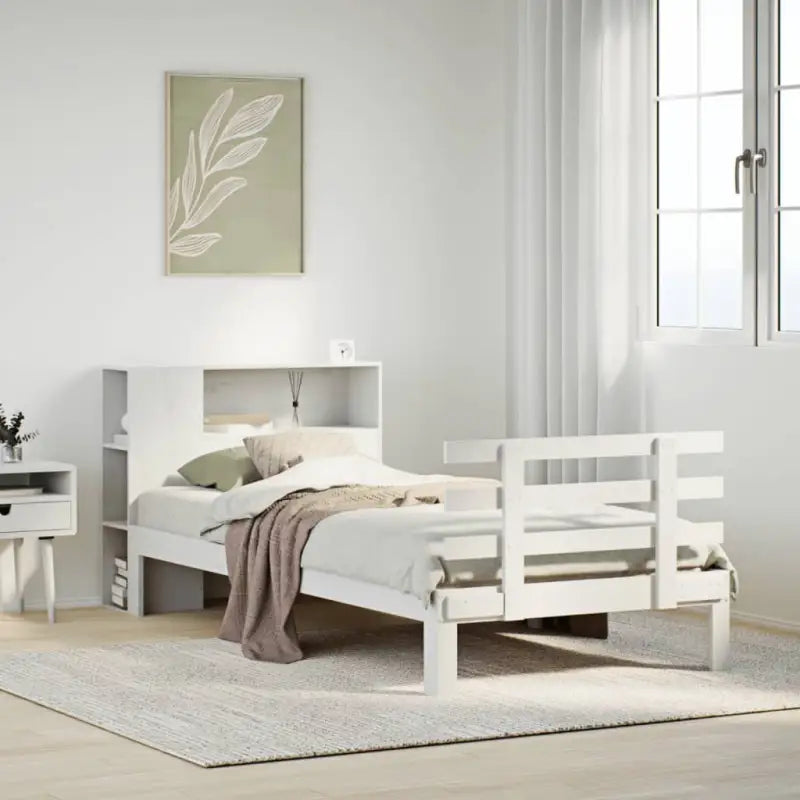 Boekenkastbed van massief grenenhout met optimale totale afmetingen - Wit / 90 x 200 cm - Bedden & bedframes