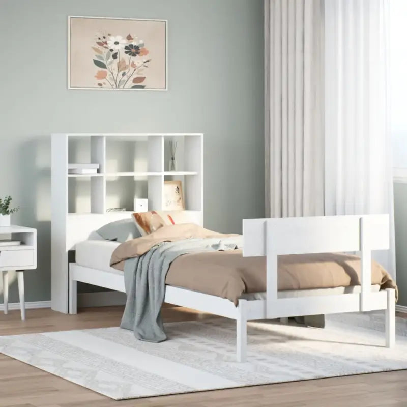 Boekenkastbed van massief grenenhout met optimale totale afmetingen - Wit / 90 x 200 cm - Bedden & bedframes
