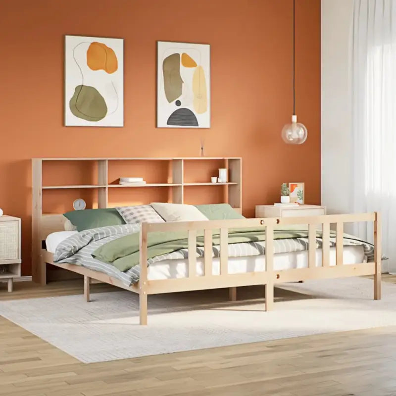 Boekenkastbed van massief grenenhout met optimale totale afmetingen - Naturel / 180 x 200 cm - Bedden & bedframes