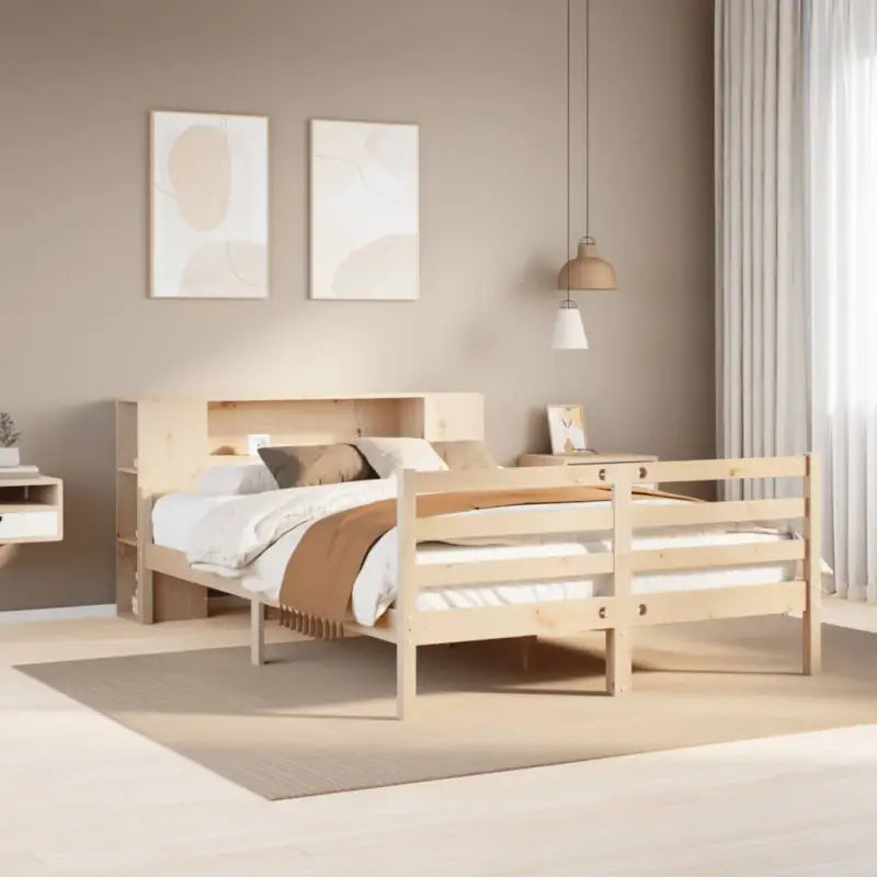Boekenkastbed van massief grenenhout met perfecte totale afmetingen - Naturel / 120 x 200 cm - Bedden & bedframes