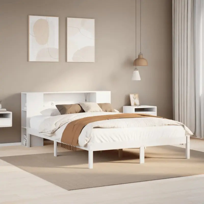 Boekenkastbed van massief grenenhout met perfecte totale afmetingen - Wit / 120 x 190 cm - Bedden & bedframes