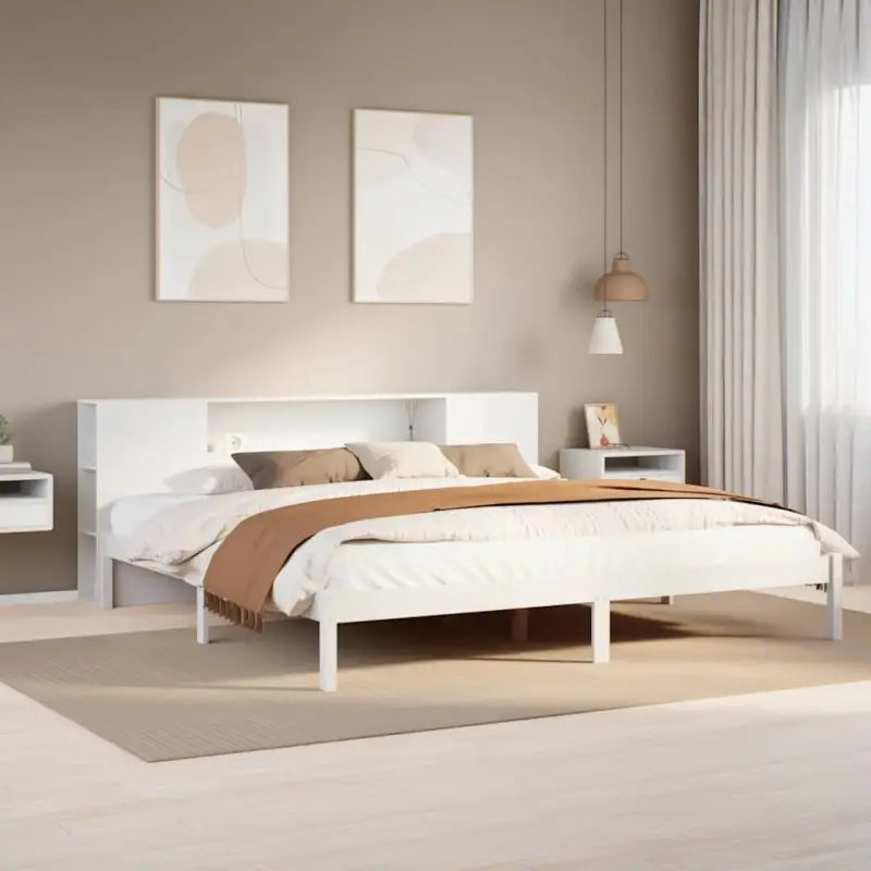 Boekenkastbed van massief grenenhout met perfecte totale afmetingen - Wit / 200 x 200 cm - Bedden & bedframes