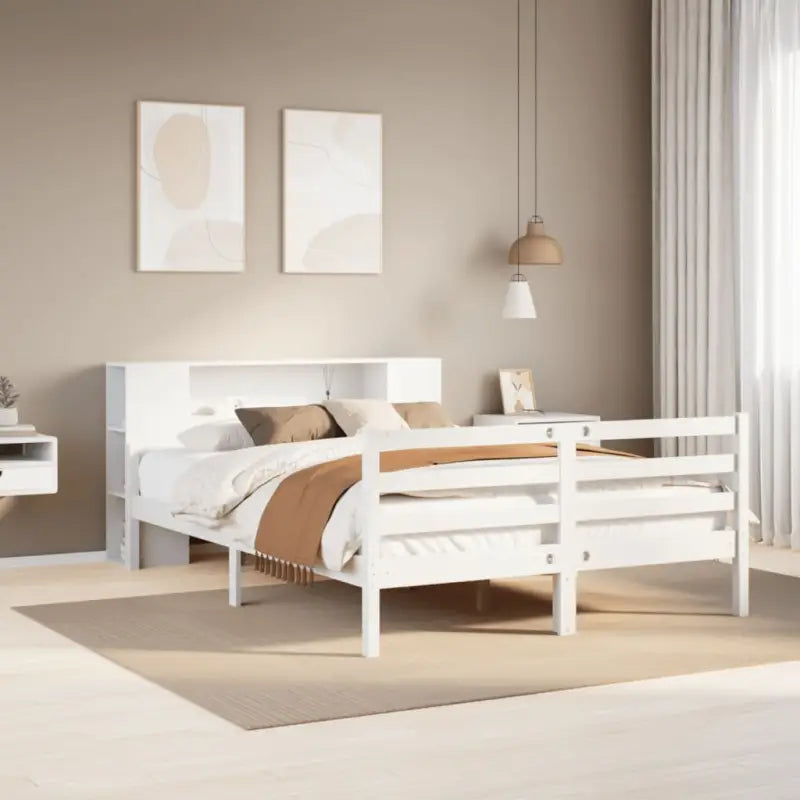Boekenkastbed van massief grenenhout met perfecte totale afmetingen - Wit / 140 x 200 cm - Bedden & bedframes