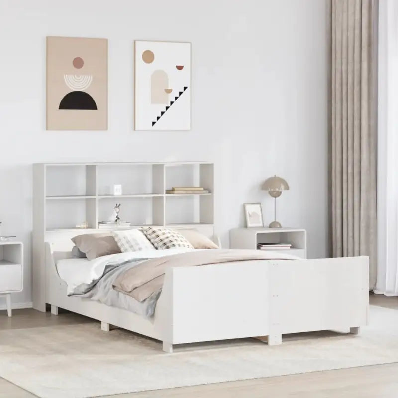 Boekenkastbed van massief grenenhout met perfecte totale afmetingen - Wit / 120 x 190 cm - Bedden & bedframes