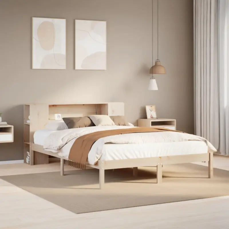 Boekenkastbed van massief grenenhout met perfecte totale afmetingen - Naturel / 140 x 190 cm - Bedden & bedframes